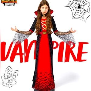 Spooktacular Creations Royal Vampire Costume Gothic Victorian Girls Size Large.